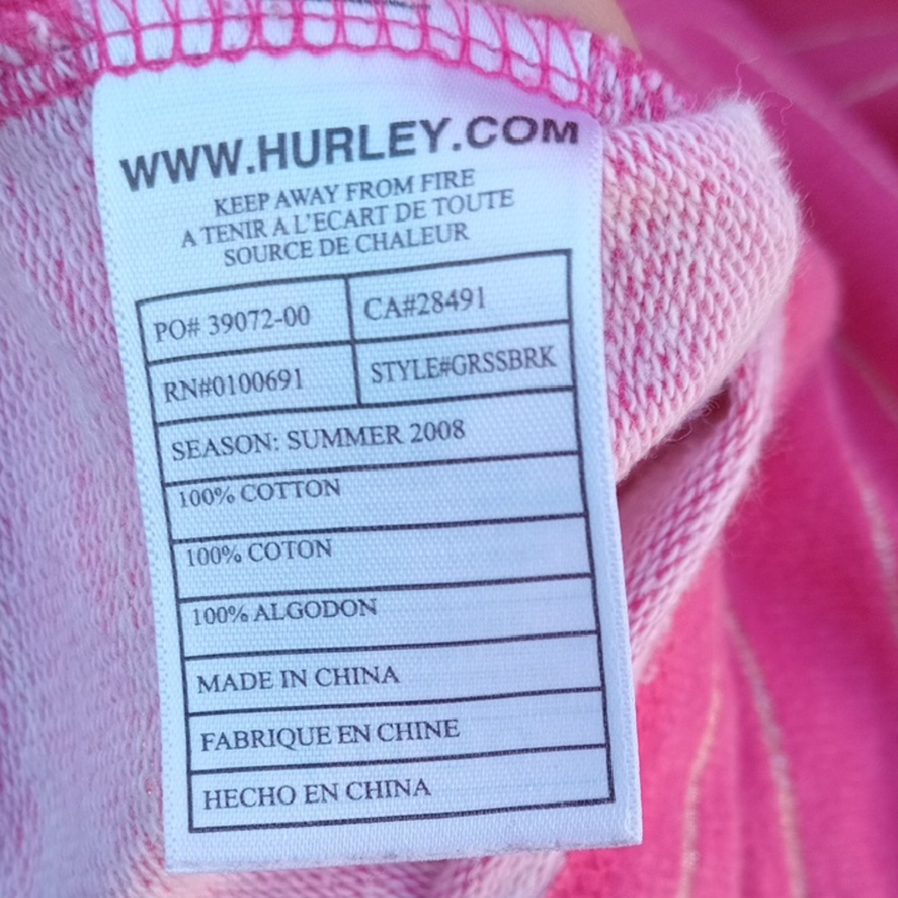 20teens Beachy Summer Hurley Pink Striped Sleeveless Mini Dress Hood & pockets - Picture 4 of 6